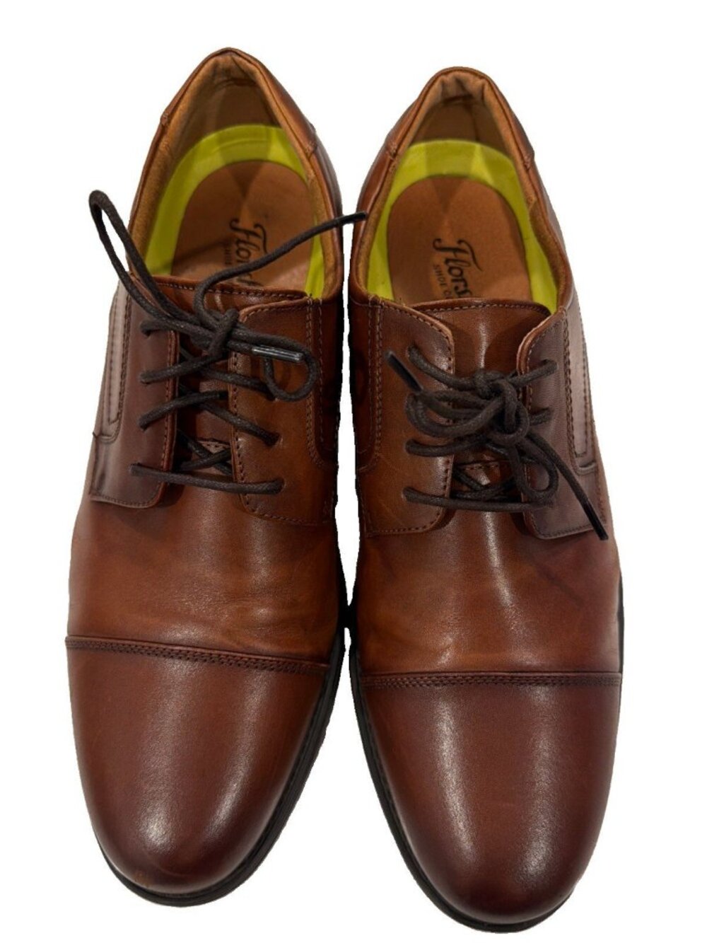 FLORSHIEM Ruvo Cap Toe Derby Leather Modern Dress Shoes Cognac Men's Size 10D US